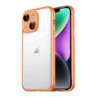 For iPhone 14 Plus Macaron PC Phone Pure Border Frame with Lens Glass Film(Orange) - 1