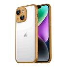 For iPhone 14 Plus Macaron PC Phone Pure Border Frame with Lens Glass Film(Gold) - 1