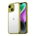 For iPhone 14 Plus Macaron PC Phone Pure Border Frame with Lens Glass Film(Green) - 1