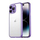 For iPhone 14 Pro Max Macaron PC Phone Pure Border Frame with Lens Glass Film(Purple) - 1