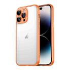 For iPhone 14 Pro Max Macaron PC Phone Pure Border Frame with Lens Glass Film(Orange) - 1