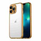 For iPhone 13 Pro Max Macaron PC Phone Pure Border Frame with Lens Glass Film(Gold) - 1