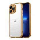 For iPhone 13 Pro Macaron PC Phone Pure Border Frame with Lens Glass Film(Gold) - 1