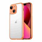 For iPhone 13 Macaron PC Phone Pure Border Frame with Lens Glass Film(Orange) - 1