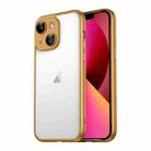 For iPhone 13 Macaron PC Phone Pure Border Frame with Lens Glass Film(Gold) - 1