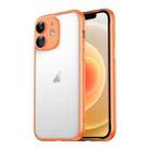 For iPhone 12 Macaron PC Phone Pure Border Frame with Lens Glass Film(Orange) - 1