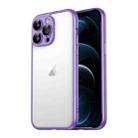 For iPhone 12 Pro Max Macaron PC Phone Pure Border Frame with Lens Glass Film(Purple) - 1