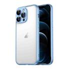 For iPhone 12 Pro Max Macaron PC Phone Pure Border Frame with Lens Glass Film(Blue) - 1