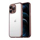 For iPhone 12 Pro Max Macaron PC Phone Pure Border Frame with Lens Glass Film(Brown) - 1