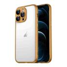 For iPhone 12 Pro Max Macaron PC Phone Pure Border Frame with Lens Glass Film(Gold) - 1