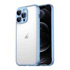 For iPhone 12 Pro Macaron PC Phone Pure Border Frame with Lens Glass Film(Blue) - 1