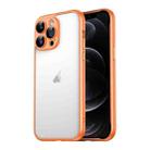 For iPhone 12 Pro Macaron PC Phone Pure Border Frame with Lens Glass Film(Orange) - 1