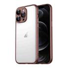For iPhone 12 Pro Macaron PC Phone Pure Border Frame with Lens Glass Film(Brown) - 1