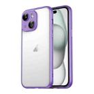 For iPhone 15 Macaron PC Phone Pure Border Frame with Lens Glass Film(Purple) - 1