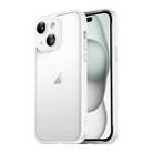 For iPhone 15 Macaron PC Phone Pure Border Frame with Lens Glass Film(White) - 1