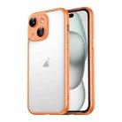 For iPhone 15 Macaron PC Phone Pure Border Frame with Lens Glass Film(Orange) - 1