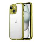 For iPhone 15 Macaron PC Phone Pure Border Frame with Lens Glass Film(Green) - 1