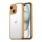 For iPhone 15 Plus Macaron PC Phone Pure Border Frame with Lens Glass Film(Gold) - 1