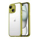 For iPhone 15 Plus Macaron PC Phone Pure Border Frame with Lens Glass Film(Green) - 1