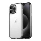 For iPhone 15 Pro Macaron PC Phone Pure Border Frame with Lens Glass Film(Black) - 1