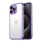 For iPhone 15 Pro Macaron PC Phone Pure Border Frame with Lens Glass Film(Purple) - 1