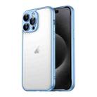 For iPhone 15 Pro Macaron PC Phone Pure Border Frame with Lens Glass Film(Blue) - 1
