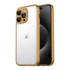 For iPhone 15 Pro Macaron PC Phone Pure Border Frame with Lens Glass Film(Gold) - 1