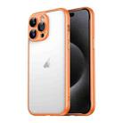 For iPhone 15 Pro Max Macaron PC Phone Pure Border Frame with Lens Glass Film(Orange) - 1