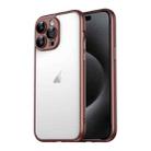 For iPhone 15 Pro Max Macaron PC Phone Pure Border Frame with Lens Glass Film(Brown) - 1