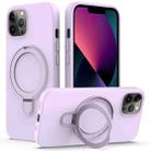 For iPhone 12 Pro MagSafe Magnetic Liquid Silicone Phone Case with Ring Holder(Lilac Purple) - 1