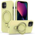 For iPhone 12 MagSafe Magnetic Liquid Silicone Phone Case with Ring Holder(Yellow) - 1