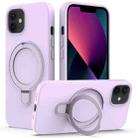 For iPhone 12 MagSafe Magnetic Liquid Silicone Phone Case with Ring Holder(Lilac Purple) - 1