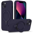 For iPhone 13 MagSafe Magnetic Liquid Silicone Phone Case with Ring Holder(Midnight Blue) - 1