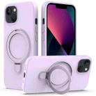 For iPhone 14 Plus MagSafe Magnetic Liquid Silicone Phone Case with Ring Holder(Lilac Purple) - 1