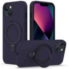 For iPhone 14 MagSafe Magnetic Liquid Silicone Phone Case with Ring Holder(Midnight Blue) - 1