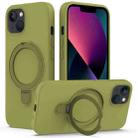 For iPhone 14 MagSafe Magnetic Liquid Silicone Phone Case with Ring Holder(Willow Green) - 1
