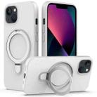 For iPhone 15 Plus MagSafe Magnetic Liquid Silicone Phone Case with Ring Holder(White) - 1