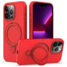 For iPhone 15 Pro Max MagSafe Magnetic Liquid Silicone Phone Case with Ring Holder(Red) - 1