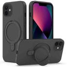 For iPhone 11 MagSafe Magnetic Liquid Silicone Phone Case with Ring Holder(Carbon Black) - 1