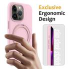 For iPhone 16 Pro Max Liquid Silicone MagSafe Magnetic Phone Case with Ring Holder(Grey Pink) - 2