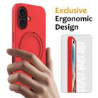 For iPhone 16 Liquid Silicone MagSafe Magnetic Phone Case with Ring Holder(Red) - 2