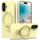 For iPhone 16 Liquid Silicone MagSafe Magnetic Phone Case with Ring Holder(Yellow) - 1