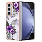For Samsung Galaxy Z Fold5 5G Electroplating IMD TPU Phone Case(Purple Flower) - 1