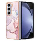 For Samsung Galaxy Z Fold5 5G Electroplating Marble Dual-side IMD Phone Case(Rose Gold 005) - 1