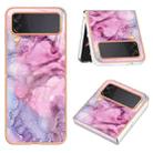 For Samsung Galaxy Z Flip3 5G Electroplating Marble Dual-side IMD Phone Case(Pink 013) - 1