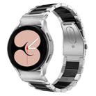 For Samsung Galaxy Watch 6 Quick Release Button Three-bead Stainless Steel Watch Band(Silver Black) - 1