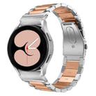 For Samsung Galaxy Watch 6 Quick Release Button Three-bead Stainless Steel Watch Band(Silver Rose Gold) - 1