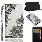 For Huawei P40 lite 3D Painted Pattern Horizontal Flip TPU + PU Leather Case with Holder & Wallet & Card slot & Lanyard(Black Flower) - 1