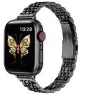 For Apple Watch SE 2023 44mm Slim Seven Bead Slingshot Buckle Metal Watch Band(Black) - 1