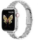 For Apple Watch SE 2023 44mm Slim Seven Bead Slingshot Buckle Metal Watch Band(Silver) - 1